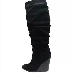 Charles David Wedge knee high suede Boots Helsinki